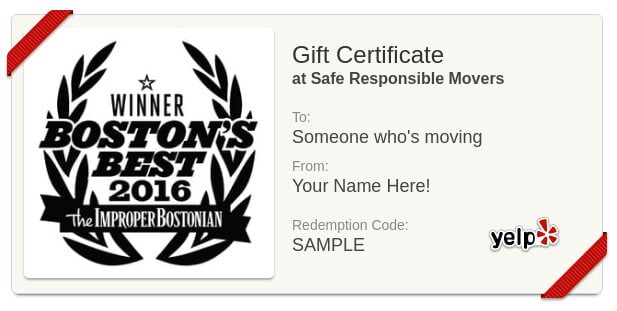 moving company gift certificate