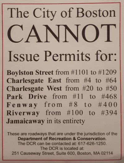 The city of Boston cannot issue permits for certain roads in Jamaica Plain