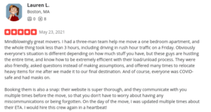 5 star review for the best movers in boston