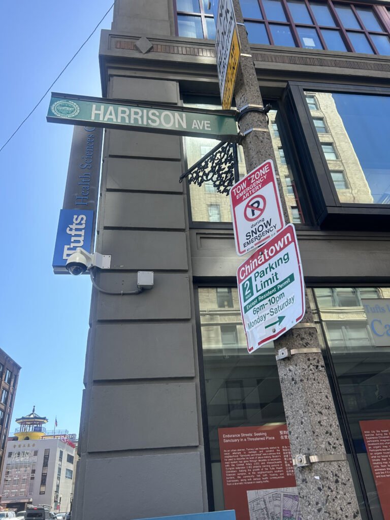 Parking restriction signs in Boston Chinatown