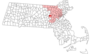 Location of Hudson, Ma within Middlesex Country and our service area of Massachusetts